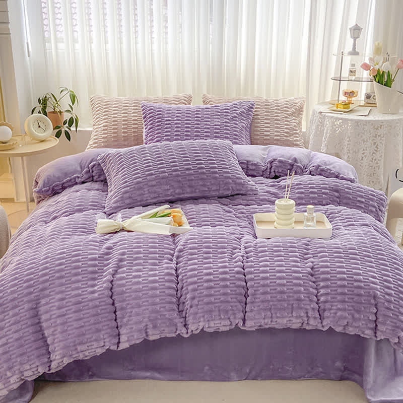 Solid Color Textured Plush Bedding Set - image 21