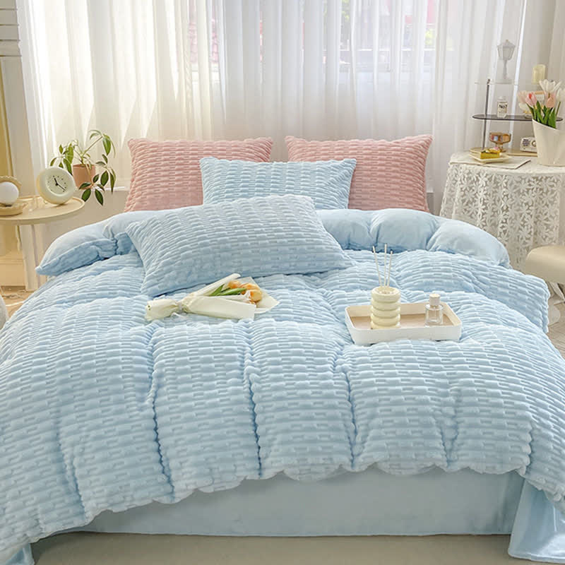 Solid Color Textured Plush Bedding Set - image 23