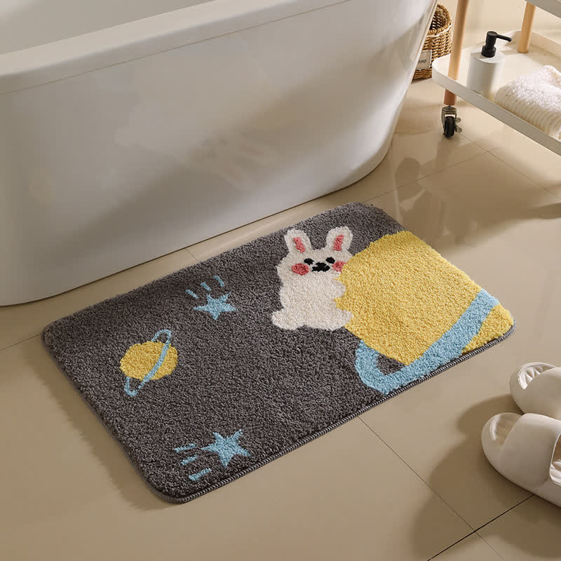 Cartoon Animal Pattern Non-slip Bath Mat - Rabbit - 19"W x 31"L - image 2
