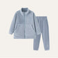 Solid Plush Zip-up Child Loungewear Set - Blue - Child:160cm - image 6