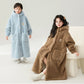 Solid Color Hooded Button Child Bathrobe - image 1