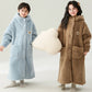 Solid Color Hooded Button Child Bathrobe - image 3