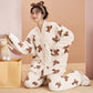 Cute Bear Button Plush Loungewear Set - image 3