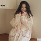 Stripe Textured Hooded Button Plush Robe - image 5
