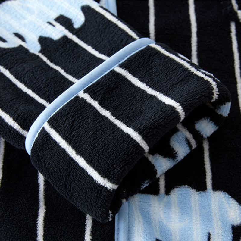 Stripe Elephant Hooded Button Plush Robe - image 6