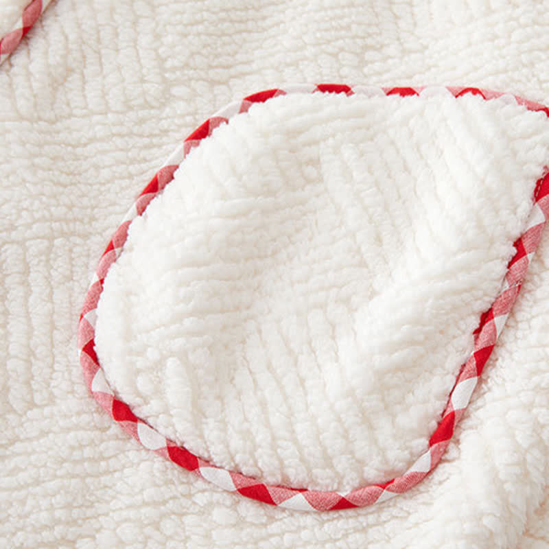 Stripe Textured Hooded Button Plush Robe - image 9