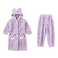 Bear-Ear Hooded Button Plush Child Robe - Purple - Bathrobe with pants - Child:170-180cm - image 13