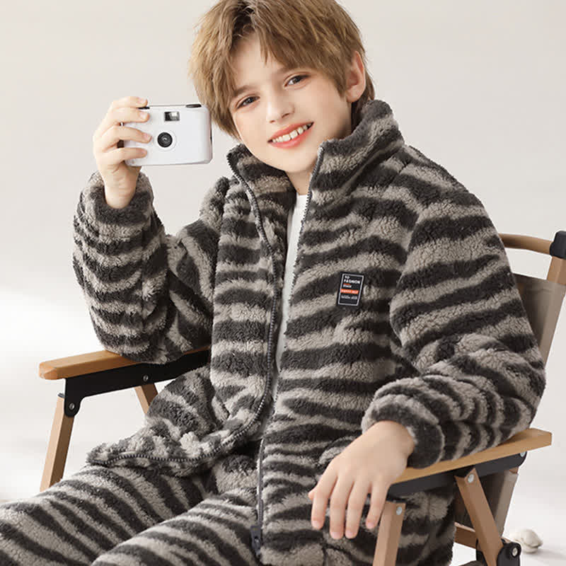 Zebra Print Zip-up Child Loungewear Set - image 3