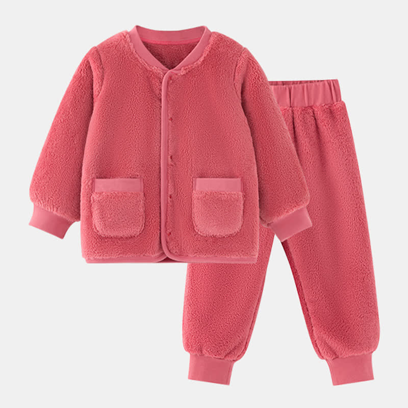 Solid Color Plush Baby Robe - Red - Loungewear - Child:130cm - image 13