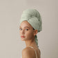 Breathable Antibacterial Hair Drying Towel Wrap - Green - 2PCS - 26" x 39" - image 6