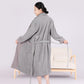 Minimalist Style Colorblock Cotton Bathrobe - Light Gray - XL - image 4