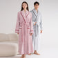 Unisex Plush Solid Color Warm Bathrobe - image 0