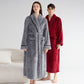Unisex Plush Solid Warm Long Robe - image 1