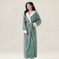 Jacquard Hooded Plush Warm Bathrobe - Green - XL - image 4