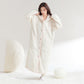 Simple Hooded Button Plush Bathrobe - image 2
