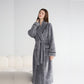 Unisex Plush Solid Warm Long Robe - Gray - XL - image 10