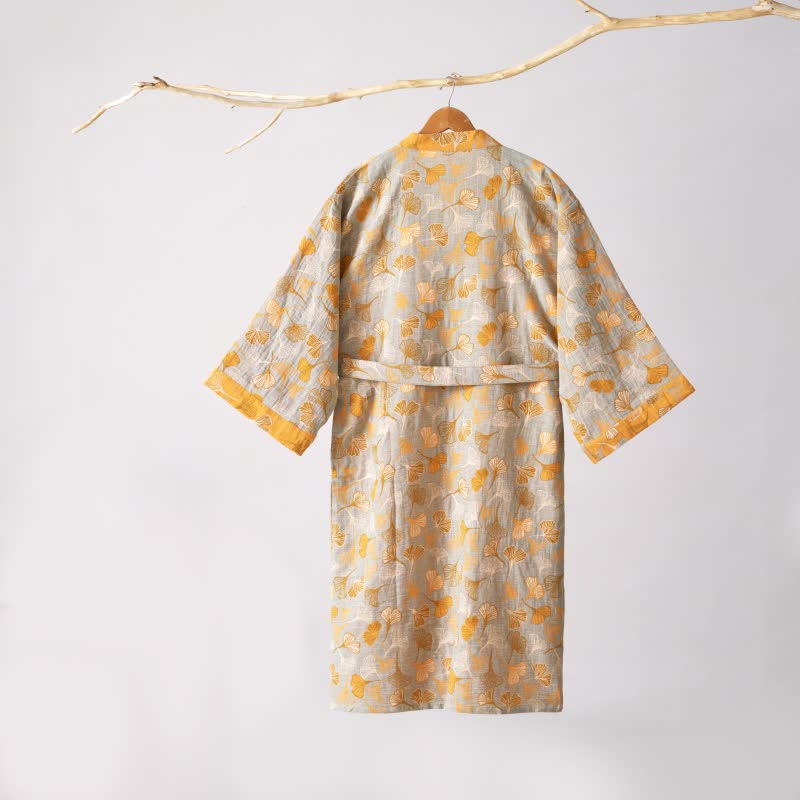 Ginkgo Biloba Cotton Gauze Kimono Robe - image 47