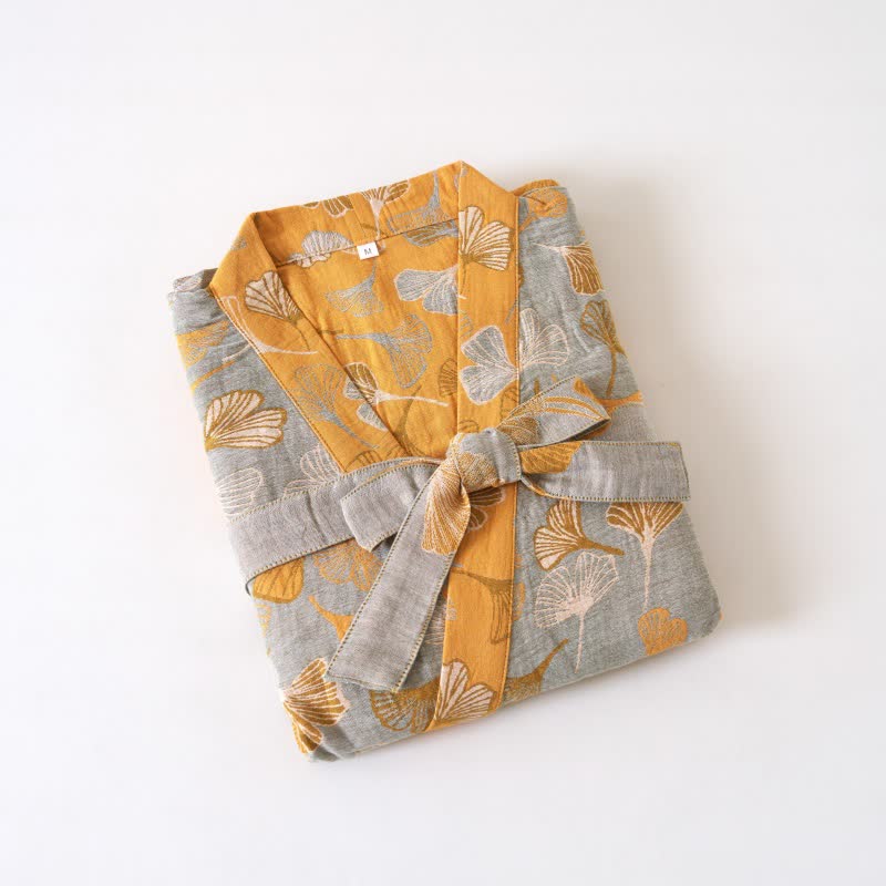Ginkgo Biloba Cotton Gauze Kimono Robe - image 48
