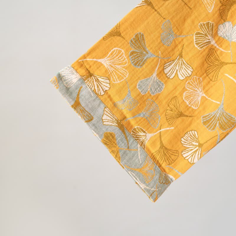Ginkgo Biloba Cotton Gauze Kimono Robe - image 44