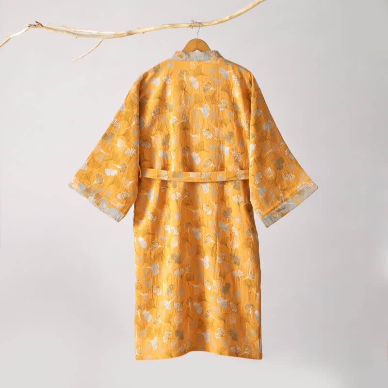 Ginkgo Biloba Cotton Gauze Kimono Robe - image 43