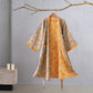 Ginkgo Biloba Cotton Gauze Kimono Robe - Grey & Orange - XL - image 45