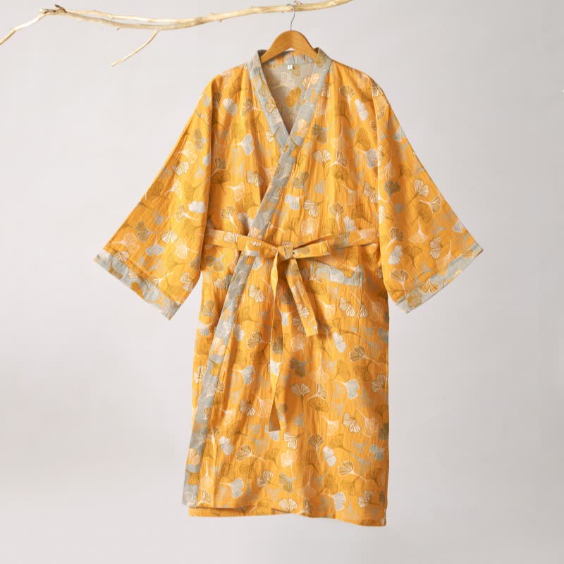Ginkgo Biloba Cotton Gauze Kimono Robe - image 42