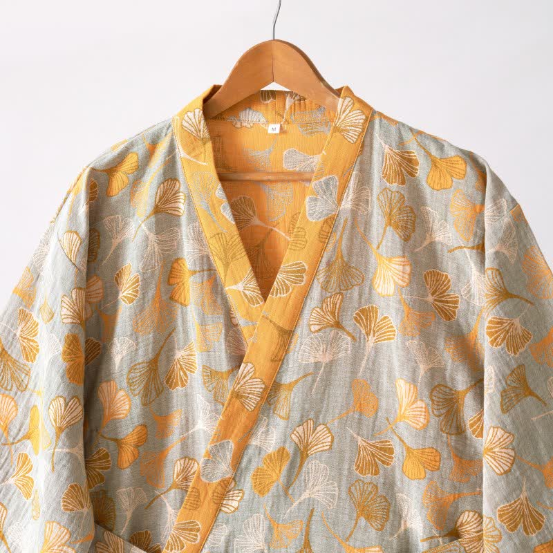 Ginkgo Biloba Cotton Gauze Kimono Robe - image 49