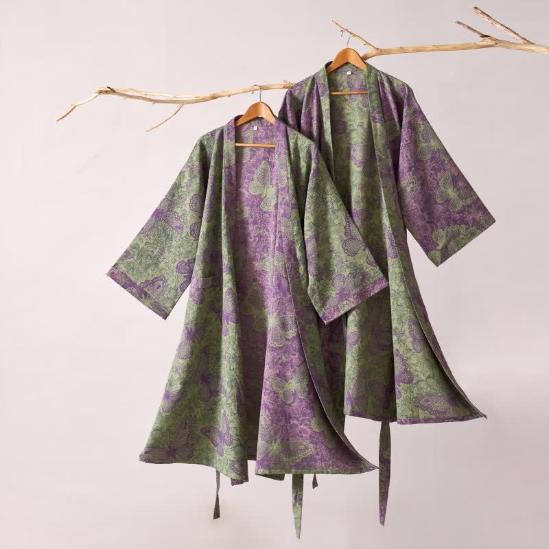 Dreamy Butterfly Cotton Gauze Kimono Robe - image 1