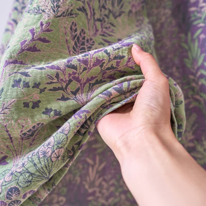 Botanical Plant Cotton Gauze Kimono Robe - image 15