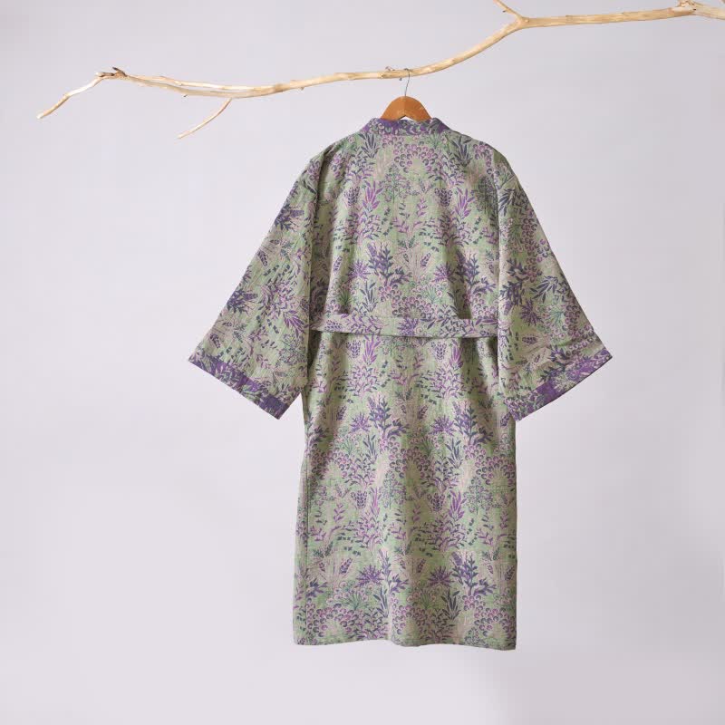 Botanical Plant Cotton Gauze Kimono Robe - image 10