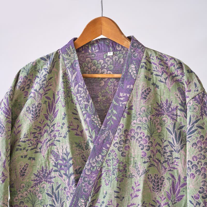 Botanical Plant Cotton Gauze Kimono Robe - image 12