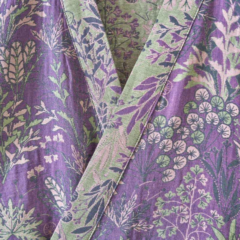 Botanical Plant Cotton Gauze Kimono Robe - image 7