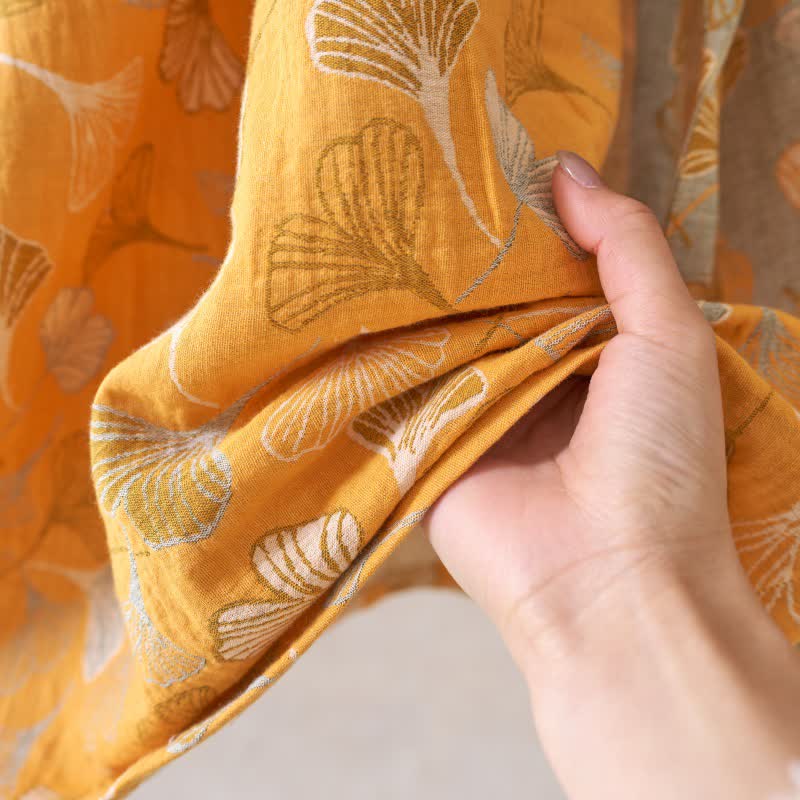 Ginkgo Leaf Ruffled Cotton Nightdress - image 9