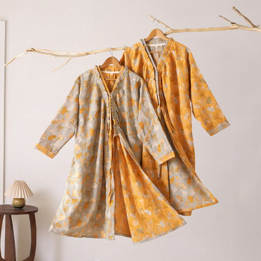 Ginkgo Leaf Ruffled Cotton Nightdress - image 1