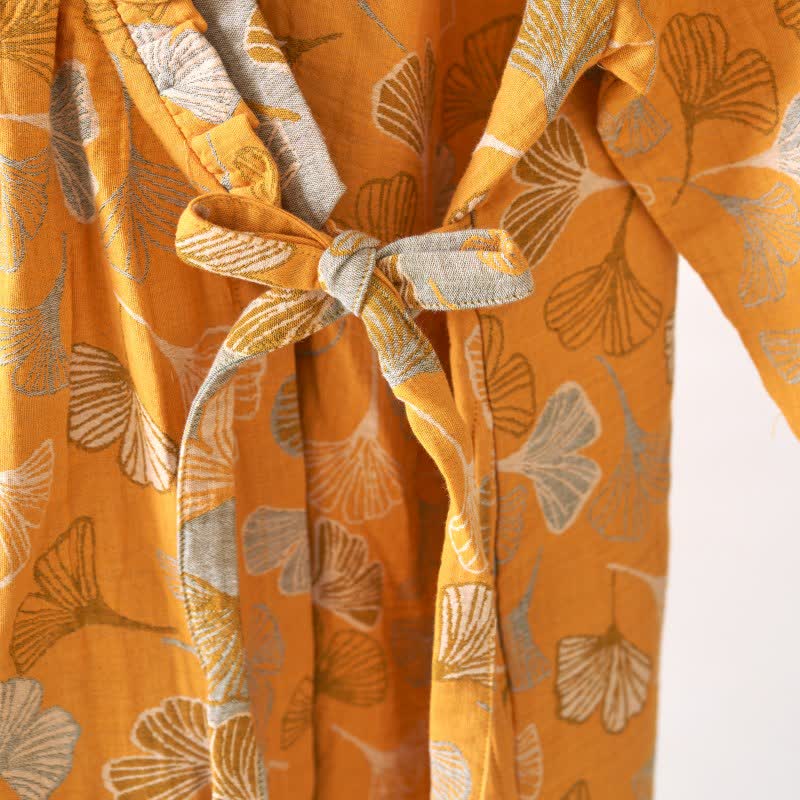 Ginkgo Leaf Ruffled Cotton Nightdress - image 7