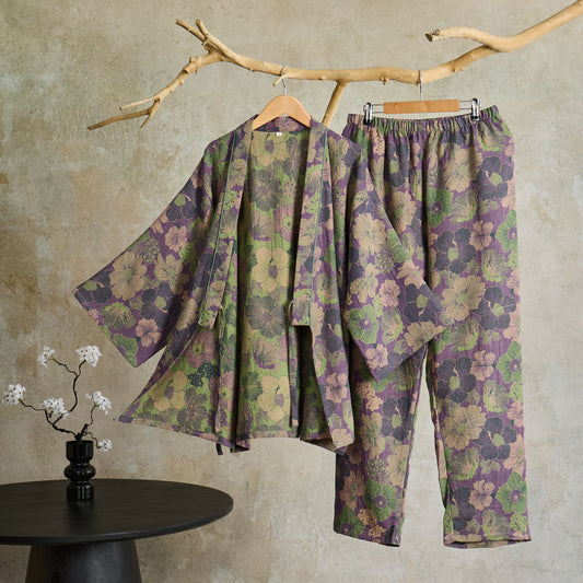 Peach Blossom Kimono style Loungewear Set - image 1