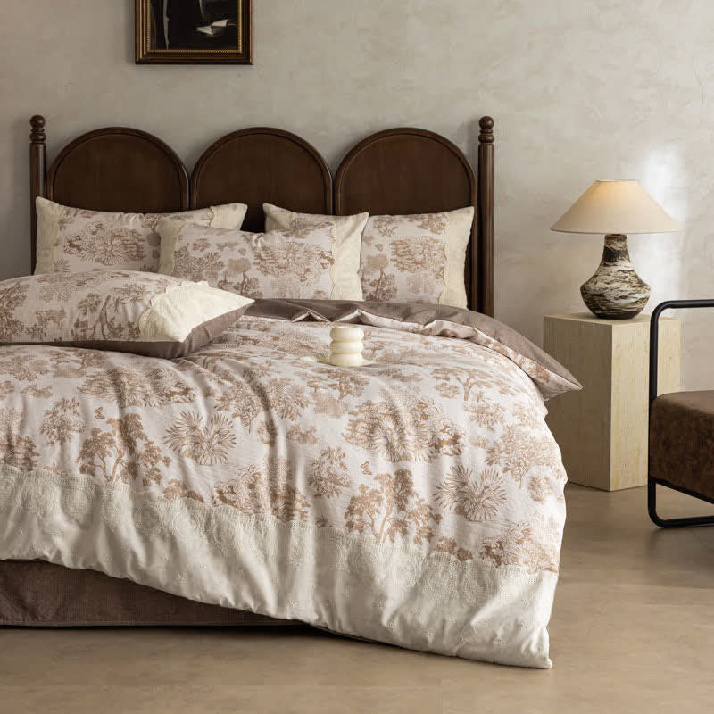 Farmhouse Style Cotton Linen Bedding Set(4PCS) - King - image 0