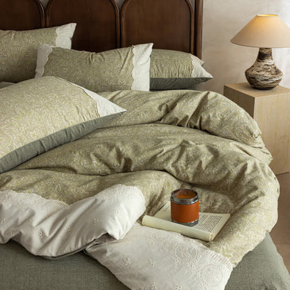 Sage Green Linen-Cotton Toile Bedding Set(4PCS) - King - image 2