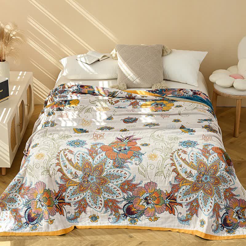 Retro Floral Pure Cotton Reversible Quilt - King - image 0