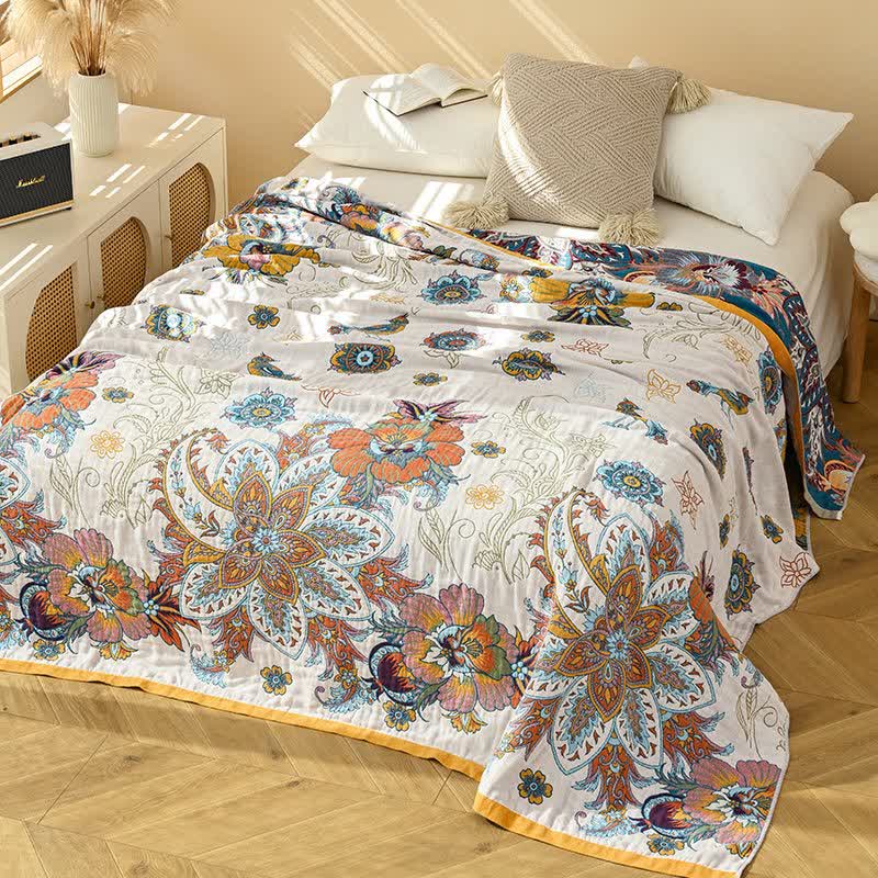 Retro Floral Pure Cotton Reversible Quilt - image 1