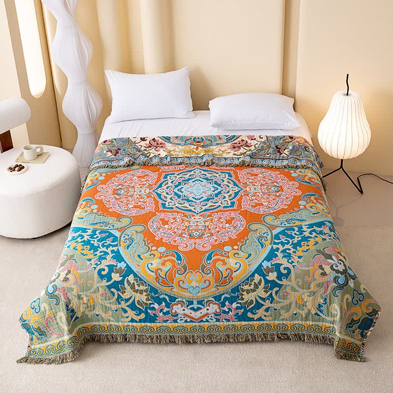 Vintage Pattern Lotus Cotton Gauze Quilt - image 1