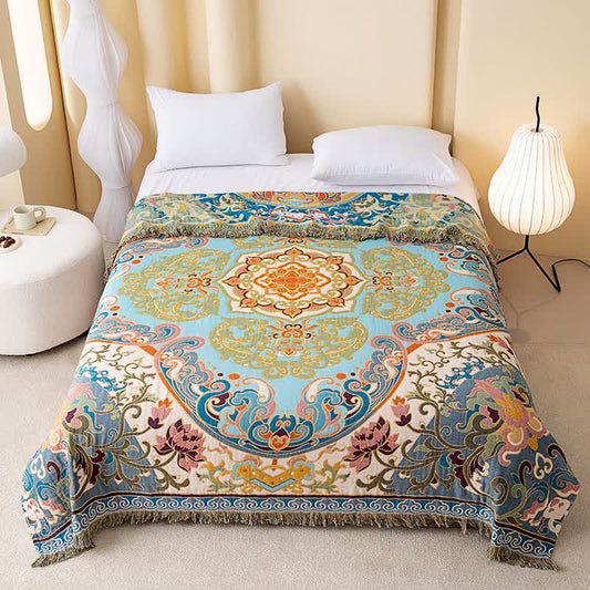 Vintage Pattern Lotus Cotton Gauze Quilt - King - image 0