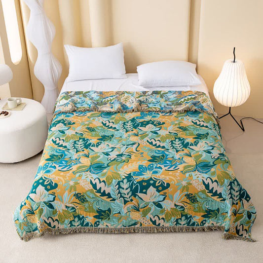 Abstract Art Leaf Cotton Gauze Quilt - image 1