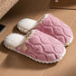 Wavy Textured Closed-Toe Plush Warm Slippers - Dark Pink - L - image 6