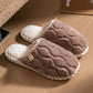Wavy Textured Closed-Toe Plush Warm Slippers - Brown - 2XL - image 8