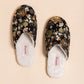 Vintage Floral Embroidered Plush House Slippers - Black - 2XL - image 8