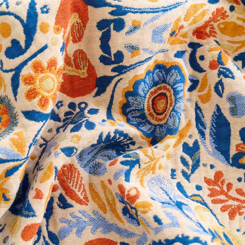 Vintage Bird Cotton Gauze Tassel Blanket - image 4