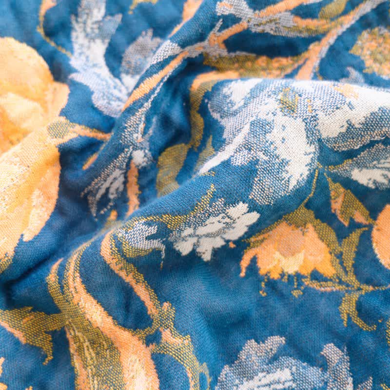 Vibrant Floral Bird Tassel Cotton Blanket - image 4