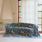 Vibrant Floral Bird Tassel Cotton Blanket - image 1