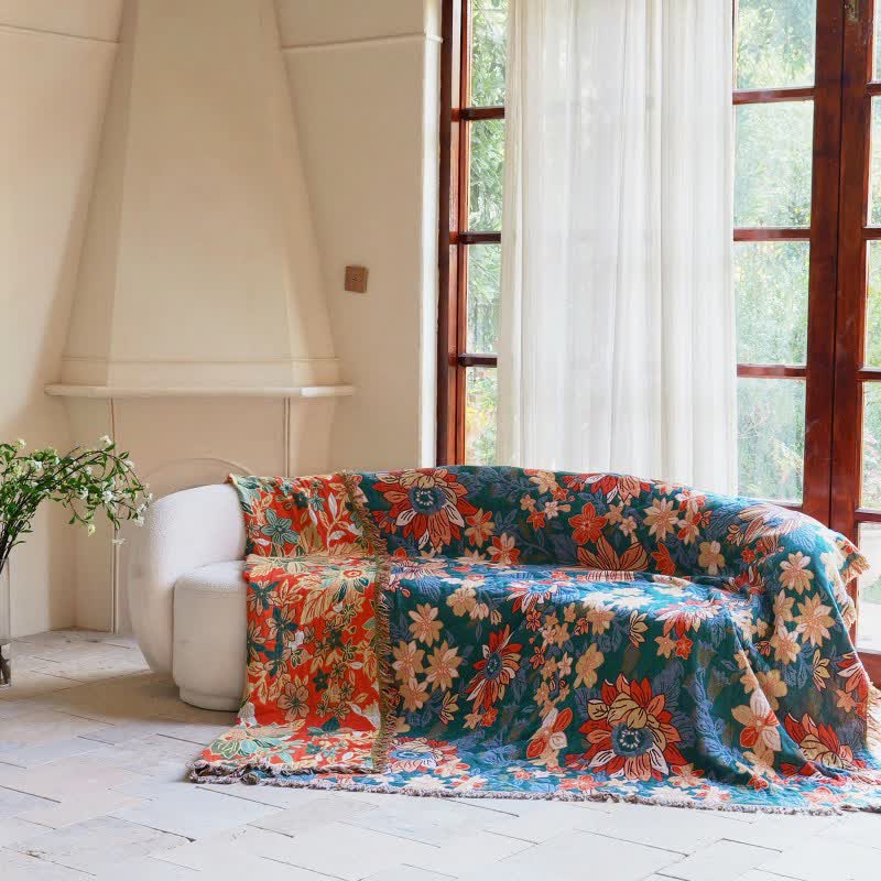 Flourishing Floral Cotton Tassel Blanket - image 2